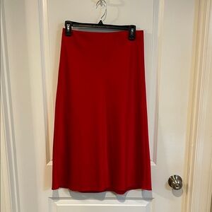 Ann Taylor Factory Red Midi A-Line Skirt